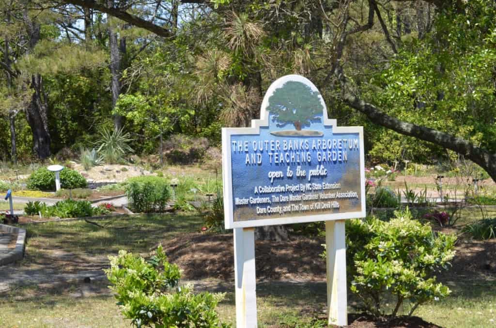 This hidden gem features a walking path, sculptures, beautiful flowering plants, herbs and shrubs - Outer Banks Arboretum and Teaching Garden