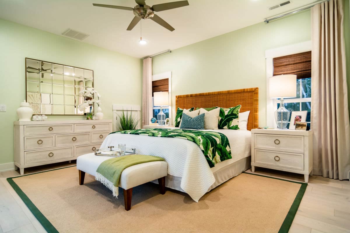 Courtyard Renfred plan model home bedroom Water_Oak_outer banks by SAGA
