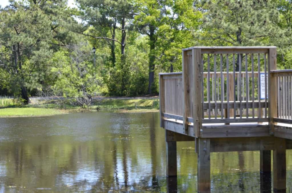 Enjoy the fitness trail that is mostly shaded and circles this scenic little pond at the Aviation Park in Kill Devil Hills