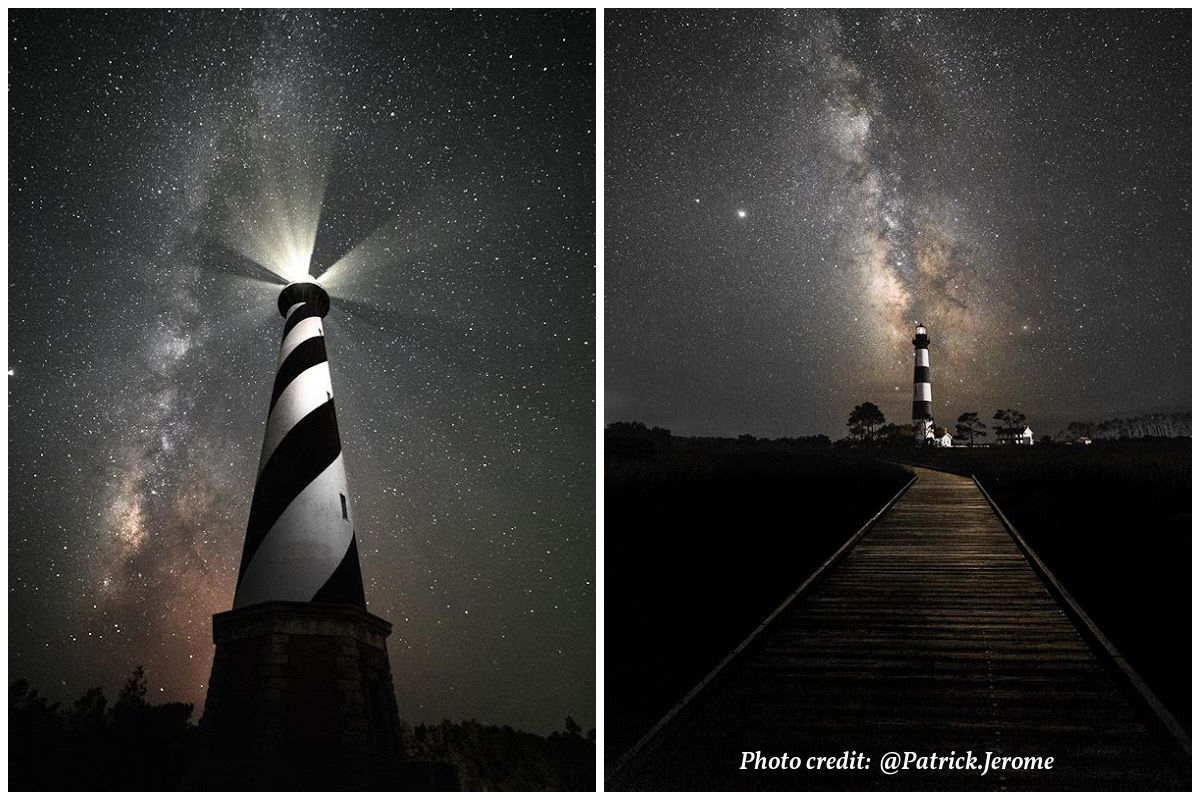 Outer Banks Lighthouses and milkyway from Patrick Jerome shared by SAGA