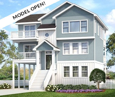 Moongate House plan model home open in Corolla