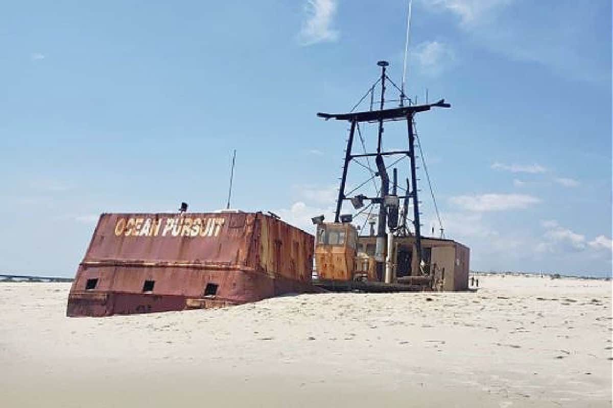 The Ocean Pursuit sinks in the shifting sand on the Hatteras National Seashore. Image credit: Sean Amateur Photography